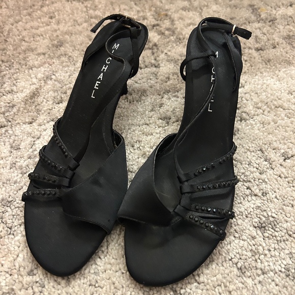 Black Michael Strapped Heels Size 7 - Picture 1 of 4